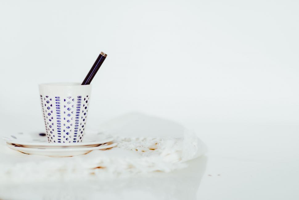 Free Image of Cup With Straw on Saucer 