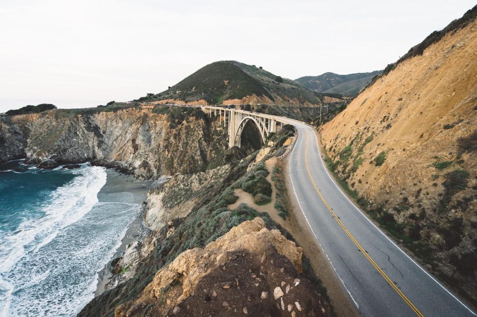 Free Image of Highway Overlooking Cliff by Ocean 