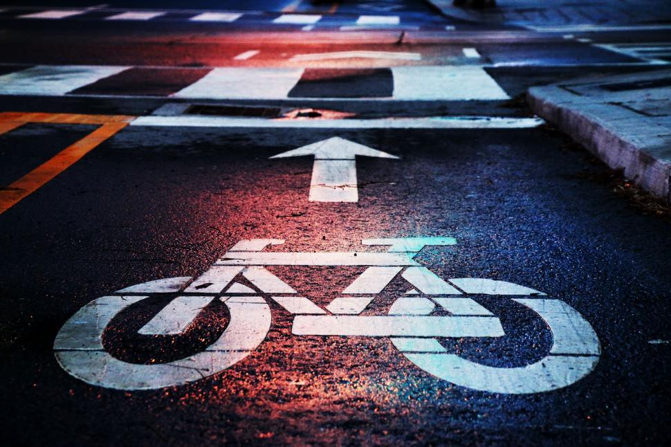 Free Image of Painted Arrow on Bike Lane 