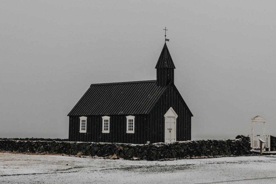 Free Image of Small Church in Black and White 