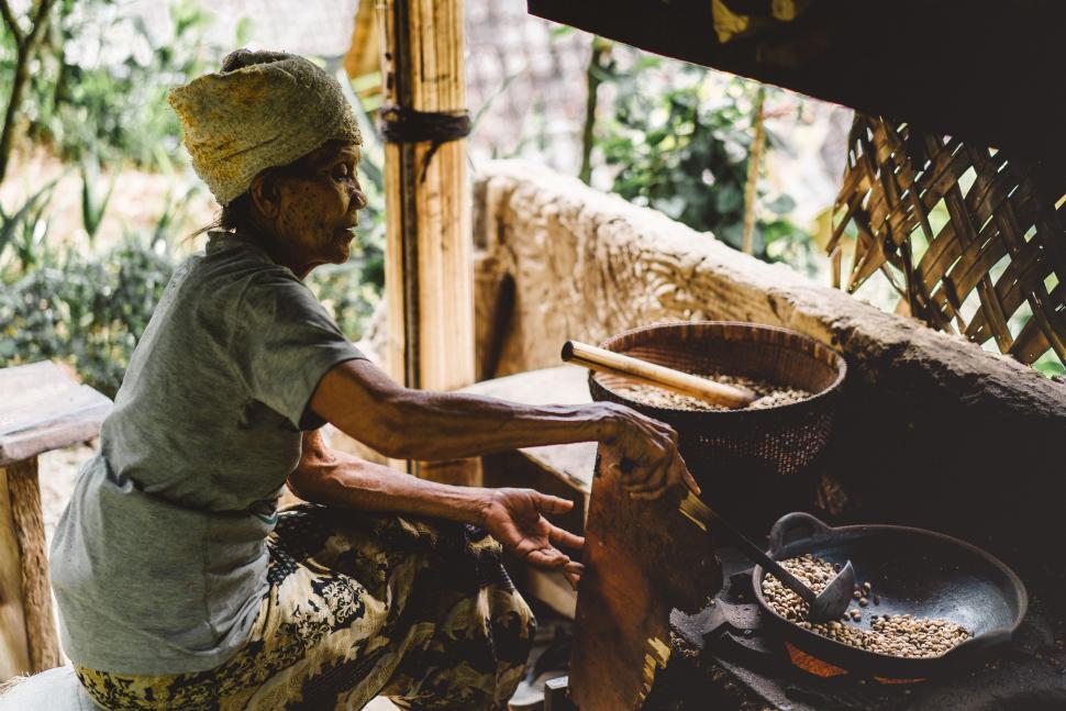 Free Image of Man Sitting in Front of Pot on Stove 