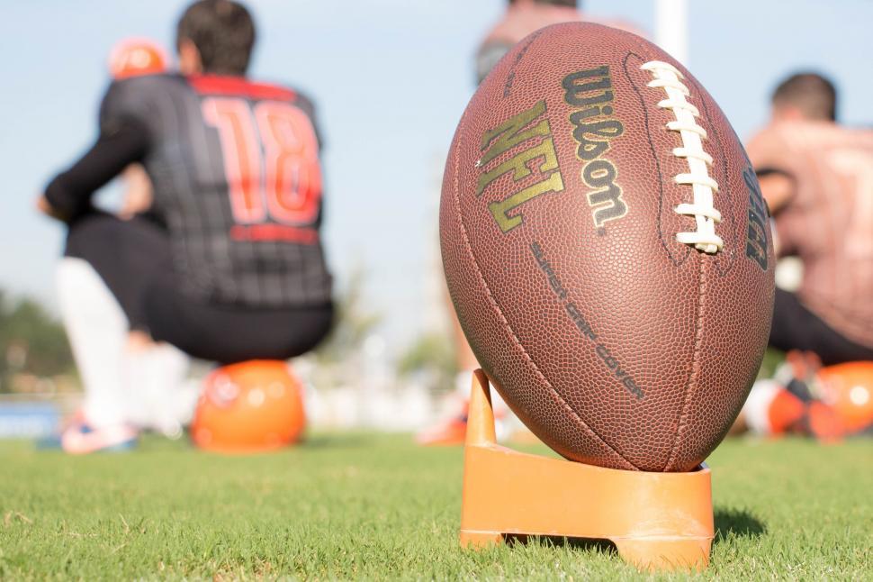 Free Image of Football on Green Field 