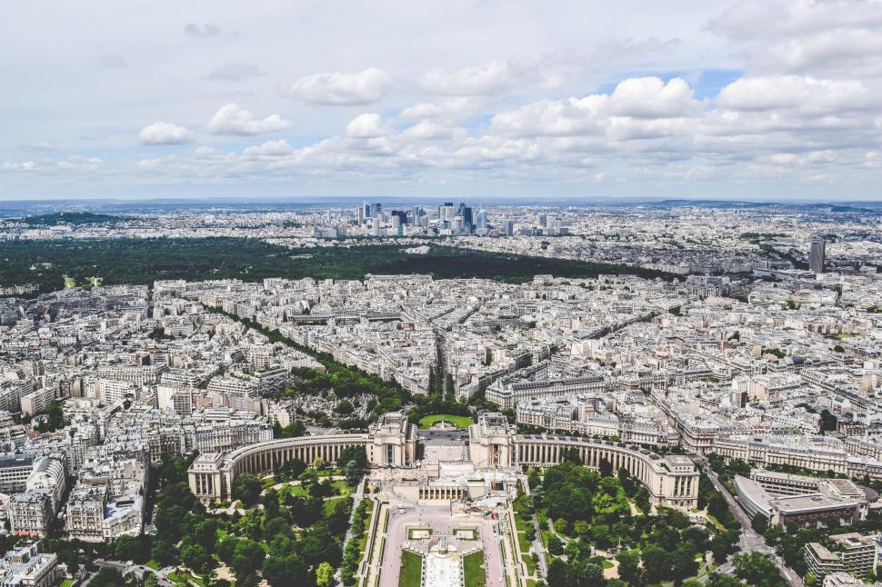 Free Image of A Panoramic View of Paris From the Top of the Eiffel Tower 