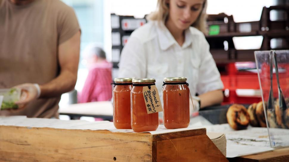 Free Image of Three Jars of Food on Table 