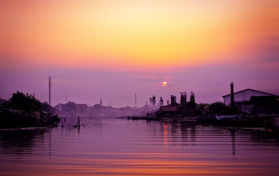 Free Image of Reflecting Sunset Over Water 