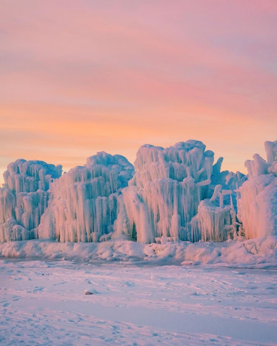 Free Image of Cluster of Ice Formations in Snow 