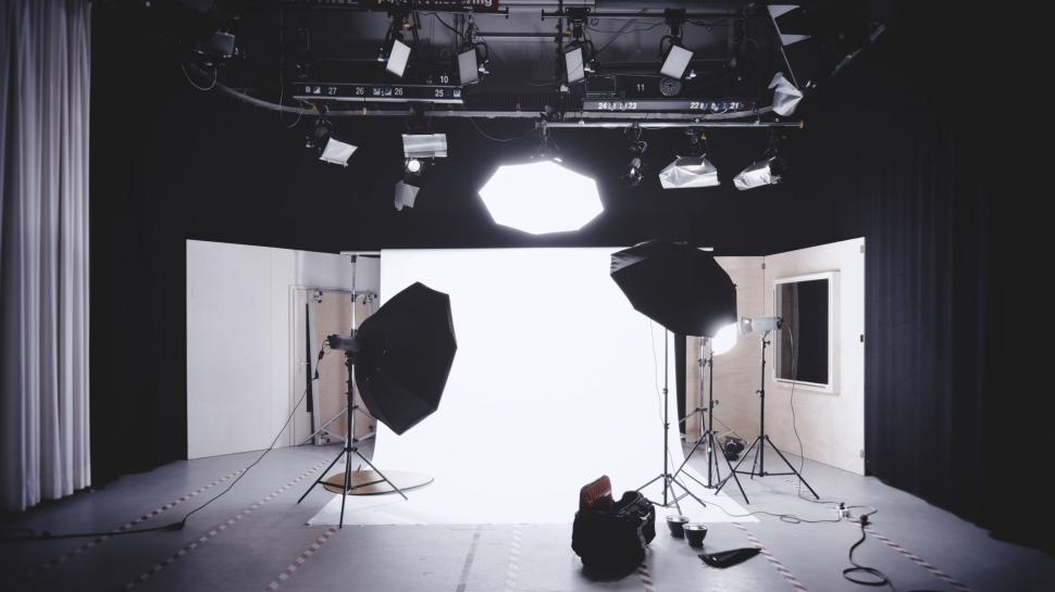 Free Image of Black and White Photo of a Studio 