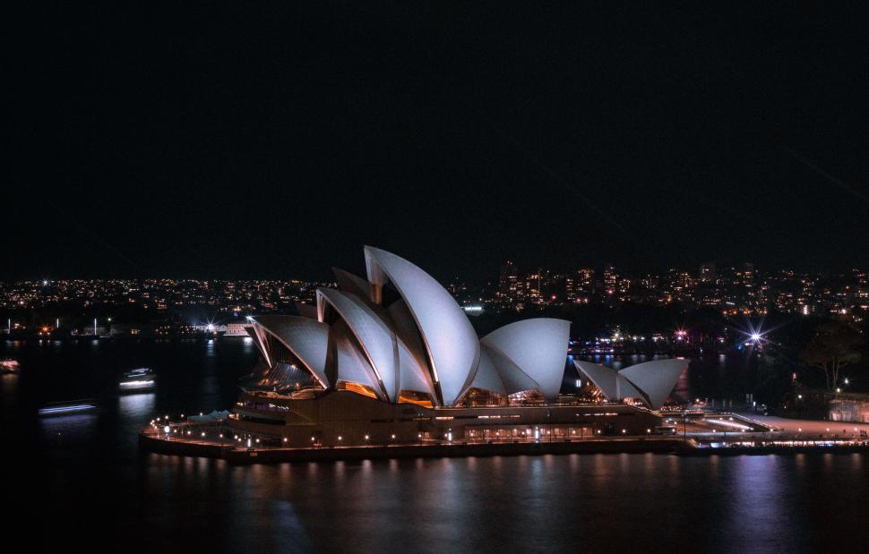 Free Image of The Sydney Opera House Illuminated at Night 