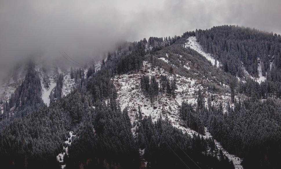 Free Image of Snow Covered Mountain in Black and White 