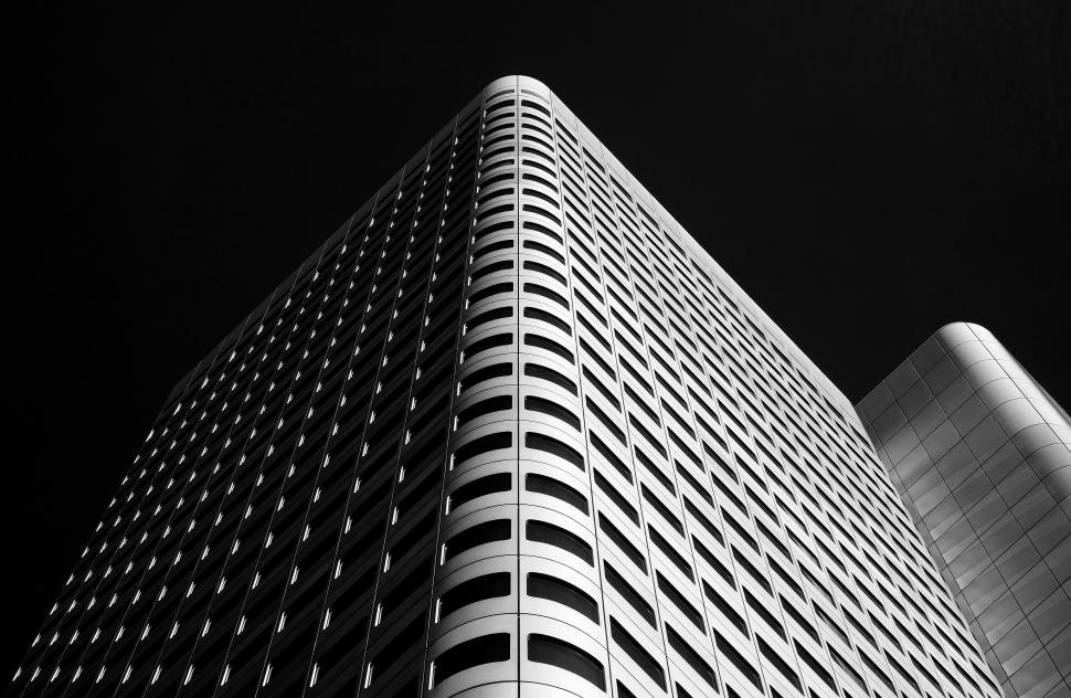 Free Image of Tall Building in Black and White 