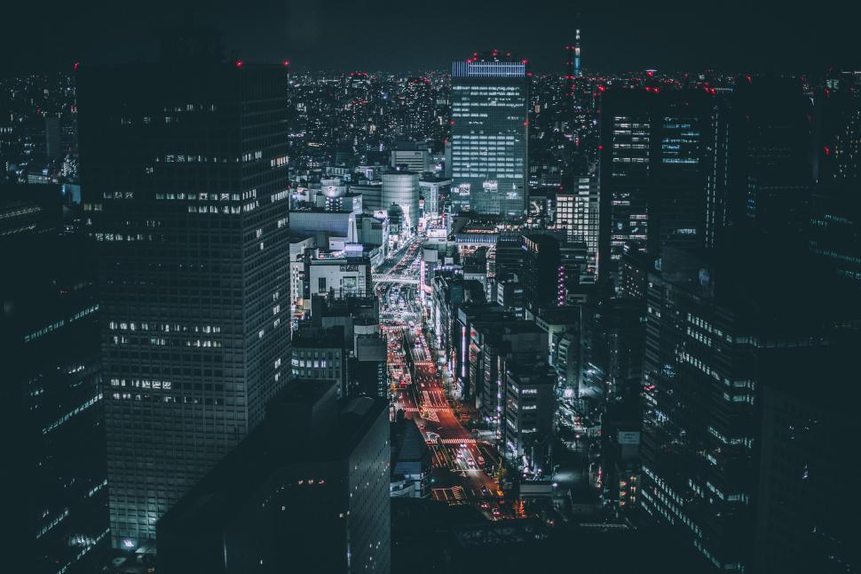 Free Image of Nighttime Aerial View of Urban Cityscape 