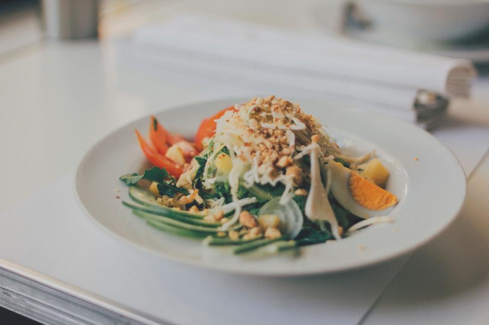 Free Image of White Plate With Salad and Toppings 