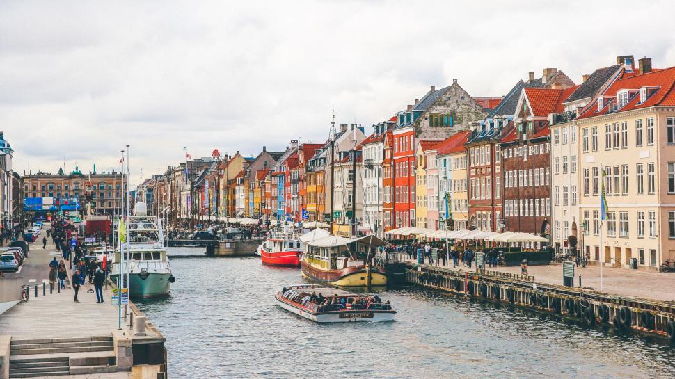 Free Image of Boats and People on a Busy Canal 