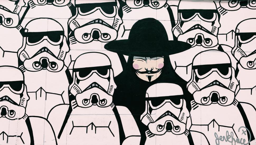 Free Image of Star Wars Characters Mural on a Wall 