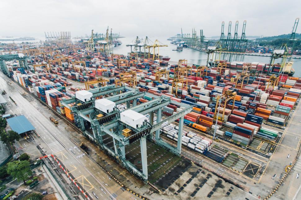 Free Image of Aerial View of Large Container Yard 