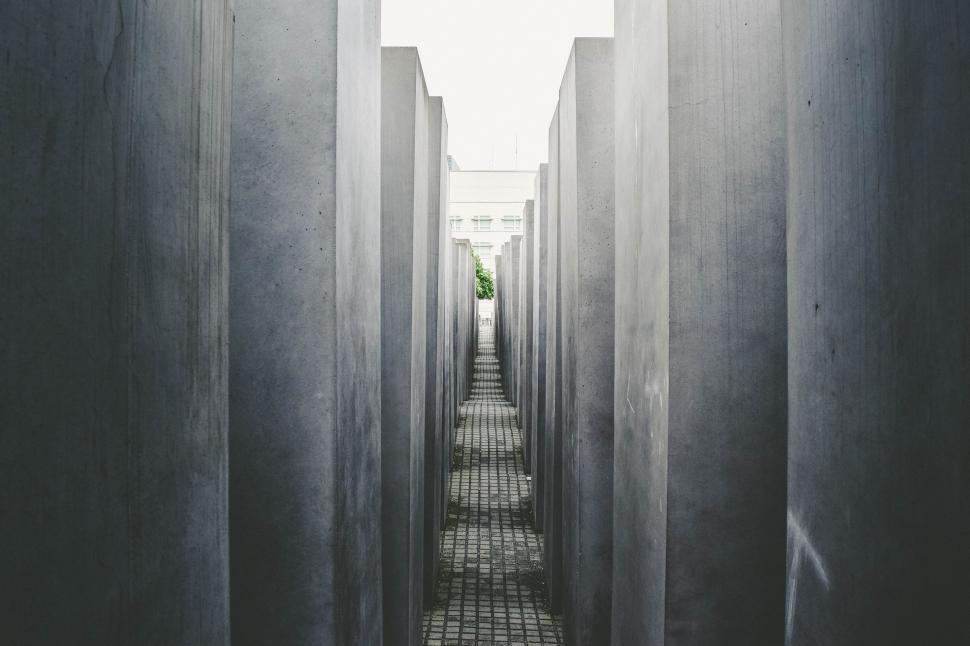 Free Image of A Long Black and White Hallway 