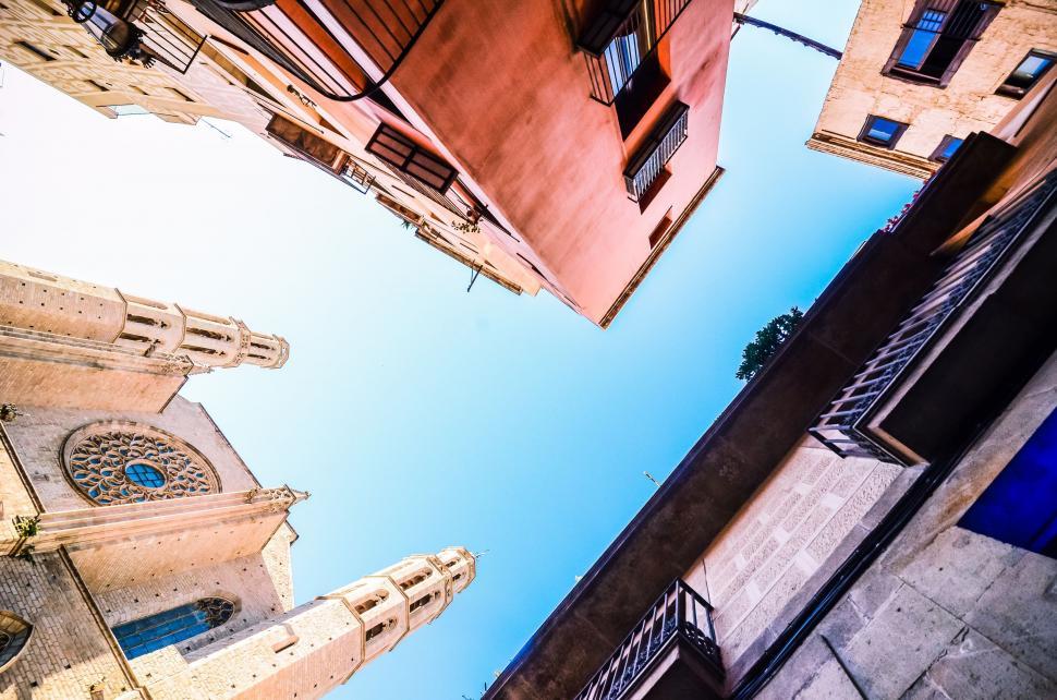 Free Image of Looking Up at Tall Buildings in a City 