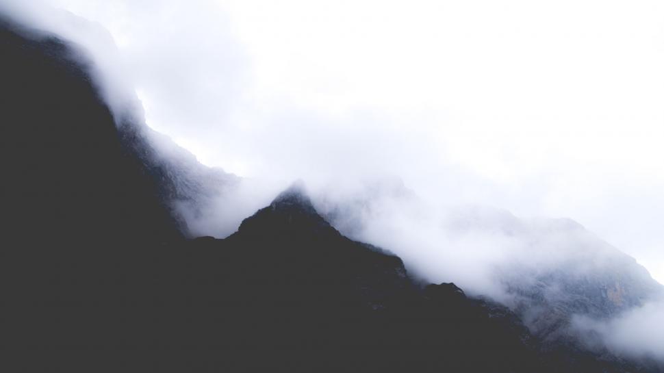 Free Image of Majestic Mountain Peak in Black and White 