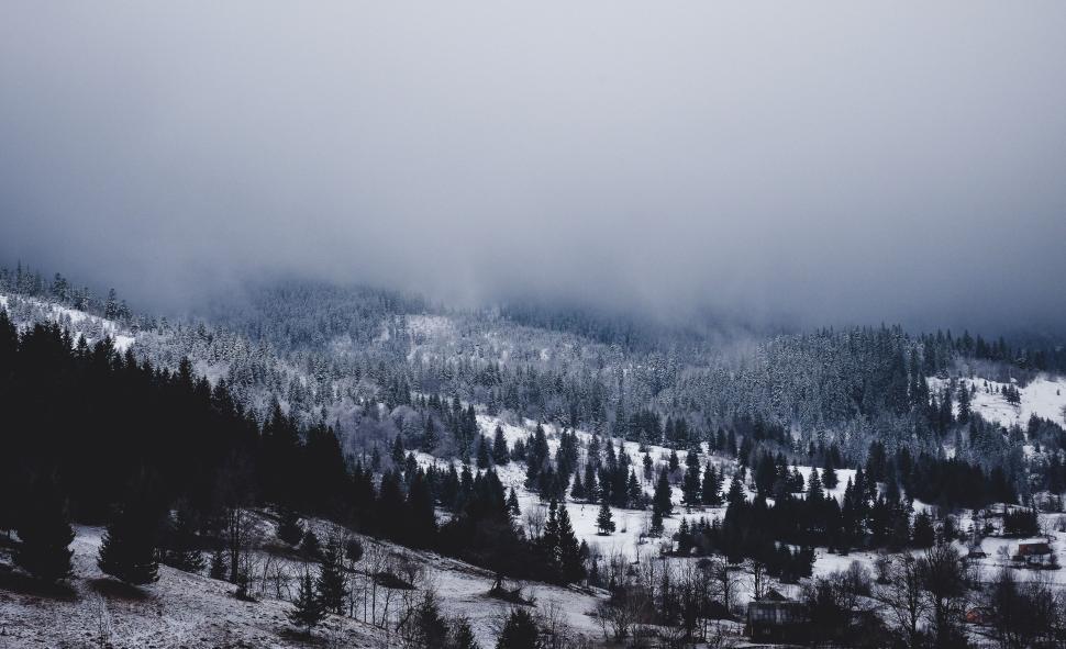 Free Image of Snow-Covered Mountain in Black and White 