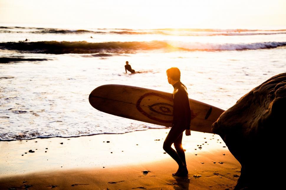 Free Image of Person Walking With Surfboard on Beach 