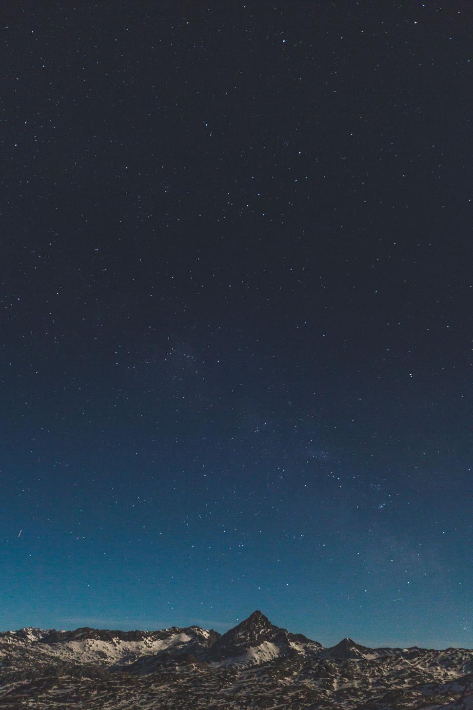 Free Image of Night Sky With Stars Above Mountain Range 