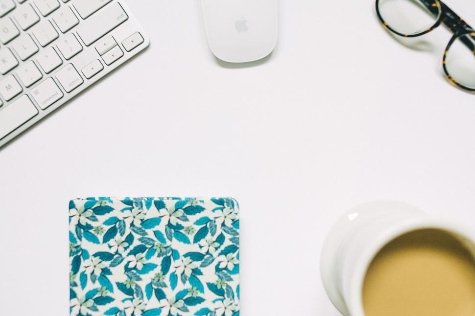 Free Image of Coffee Cup, Keyboard, and Mouse on Desk 