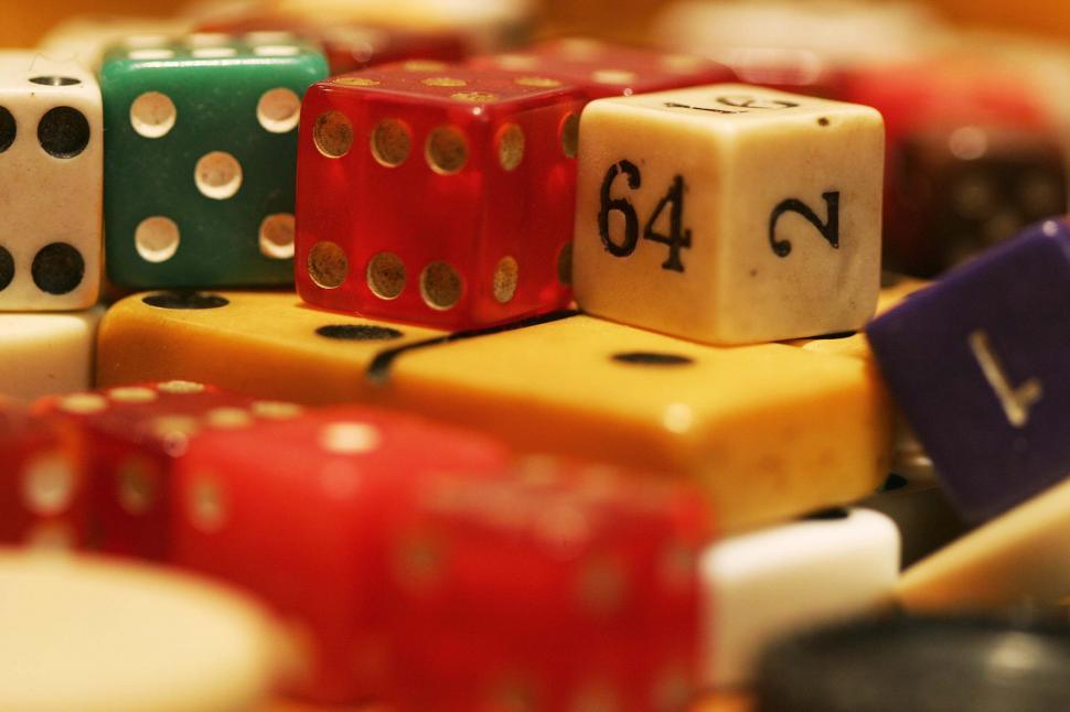 Free Image of Pile of dice and such 