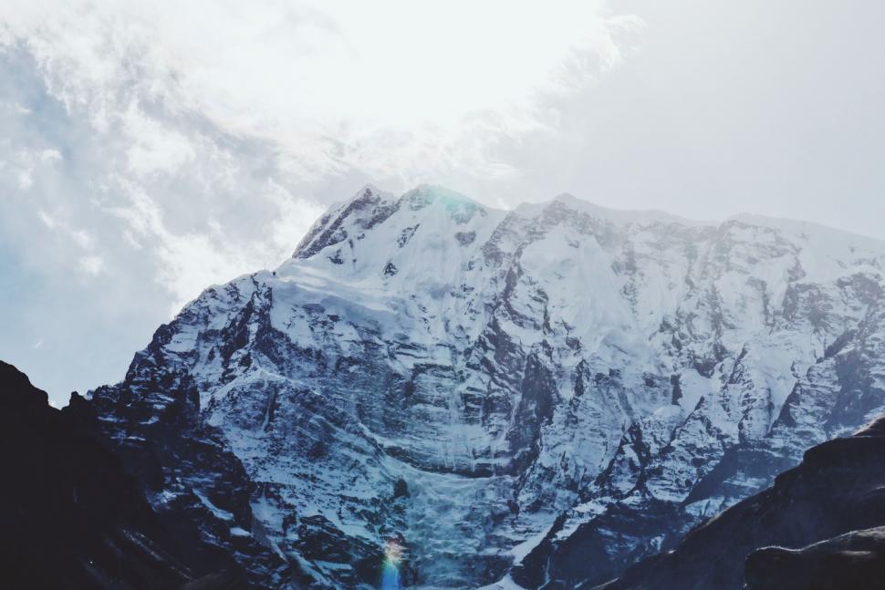 Free Image of Snow Covered Mountain With Stream 