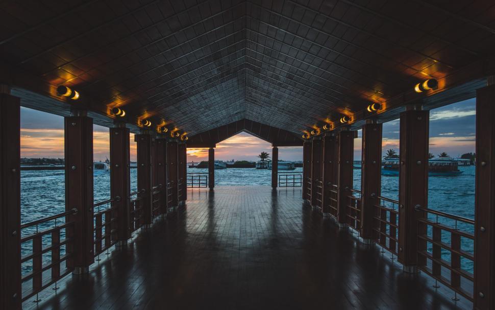 Free Image of Pathway Leading to Ocean at Dusk 