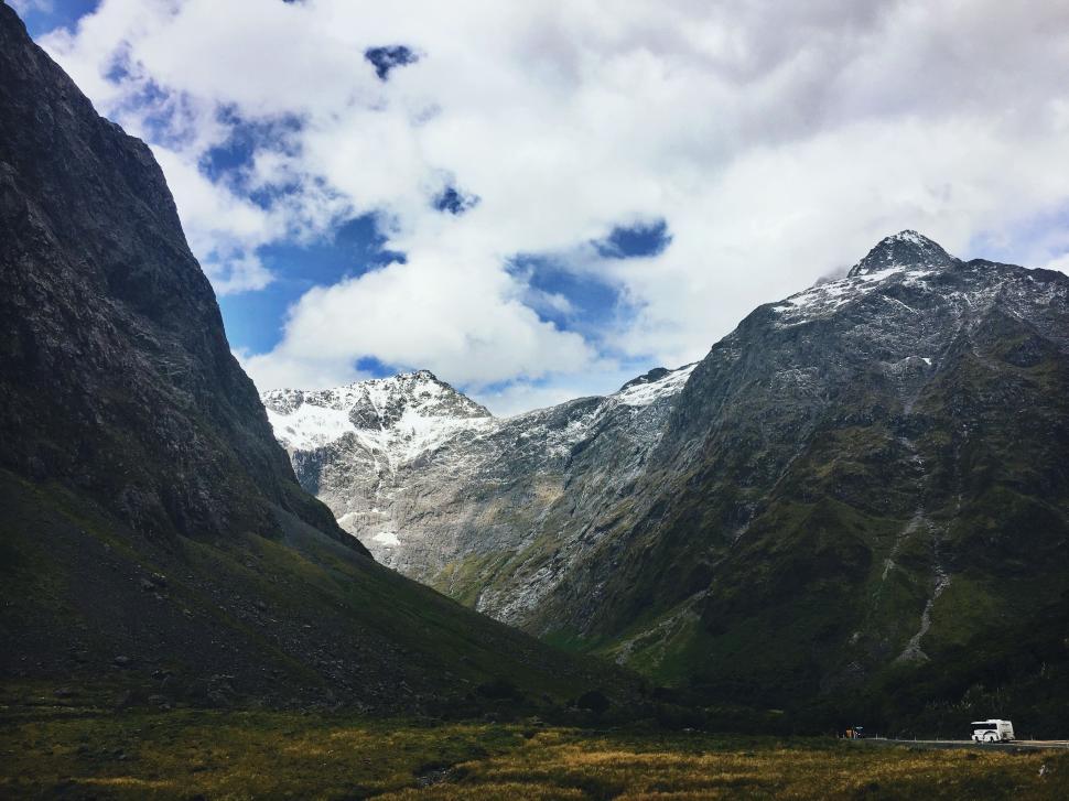 Free Image of Van Parked in Mountain Valley 