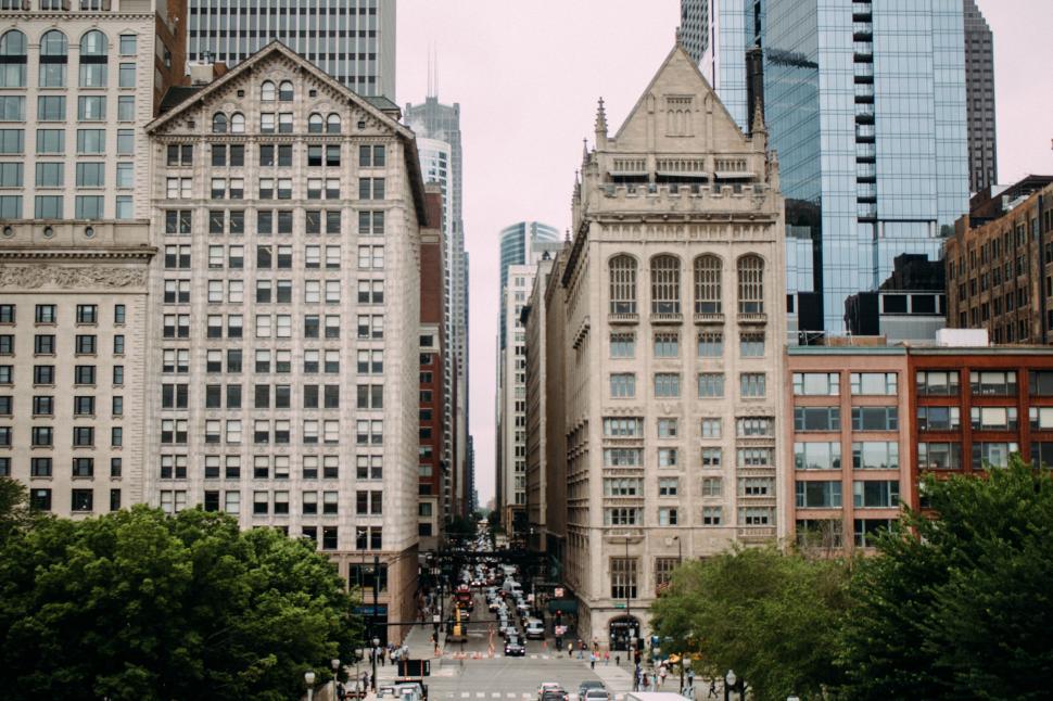 Free Image of Busy City Street With Tall Buildings 