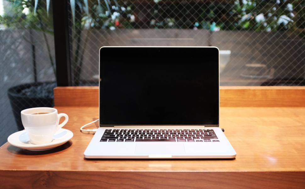 Free Image of Laptop Computer on Wooden Desk 