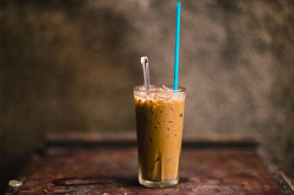 Free Image of Drink With Straw on Table 
