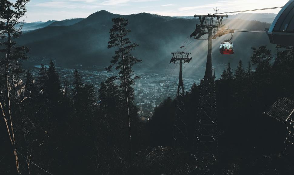 Free Image of Ski Lift in Black and White 