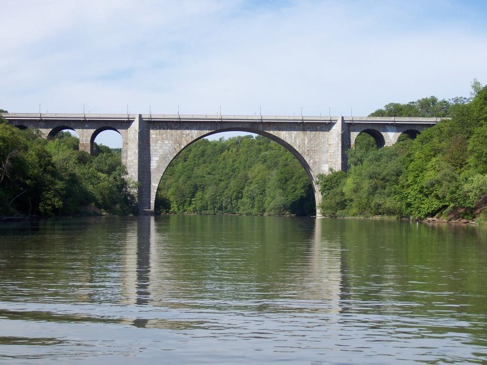 Free Image of Bridge Over a River Surrounded by Trees 
