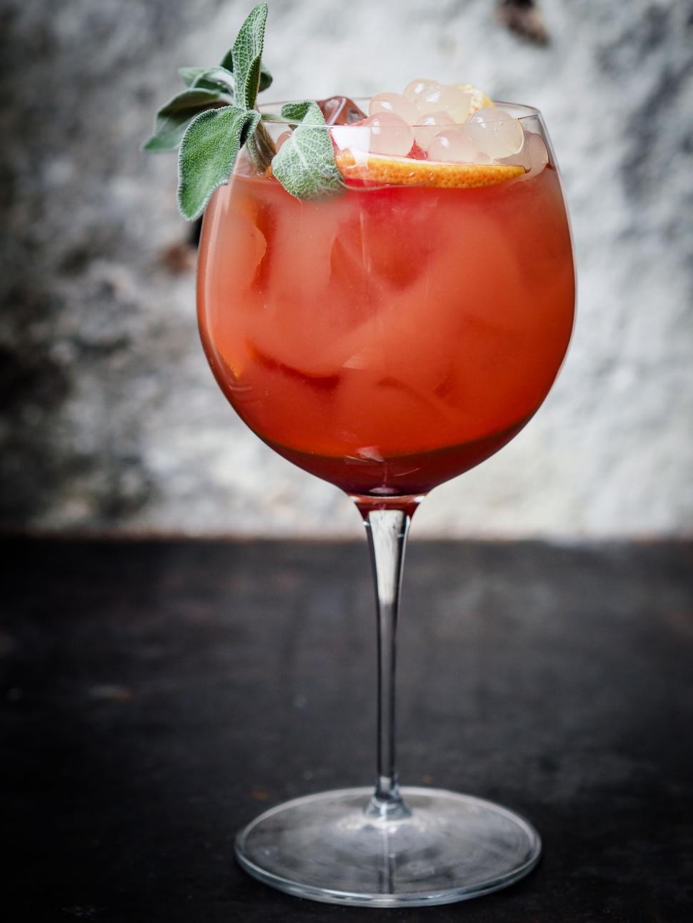 Free Image of Close Up of a Drink in a Glass on a Table 