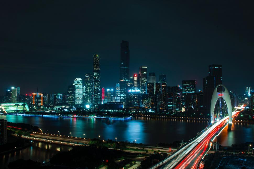 Free Image of City Night View From Bridge 