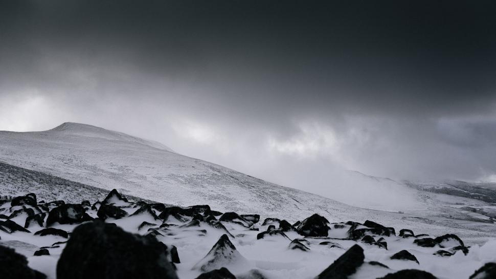 Free Image of Snow Covered Mountain in Monochrome 