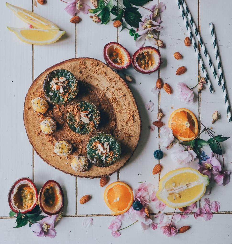 Free Image of Plate of Food on Wooden Table 