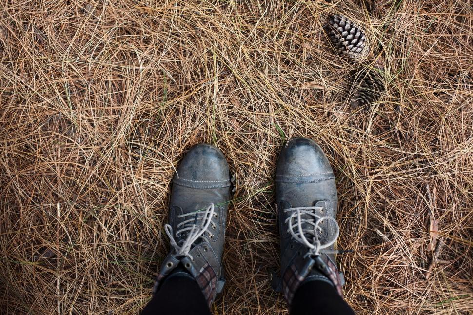 Free Image of Person Standing on Top of Dry Grass Field 