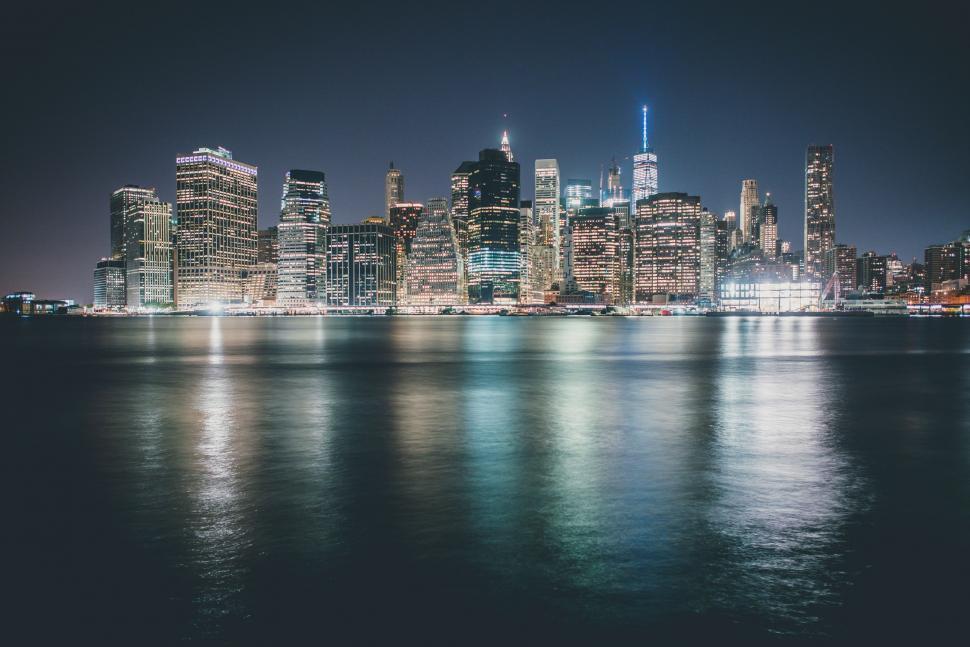Free Image of City Night View Across Water 
