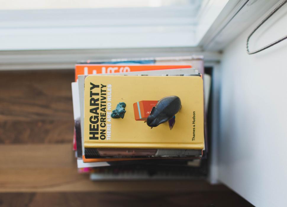 Free Image of Stack of Books on Shelf 