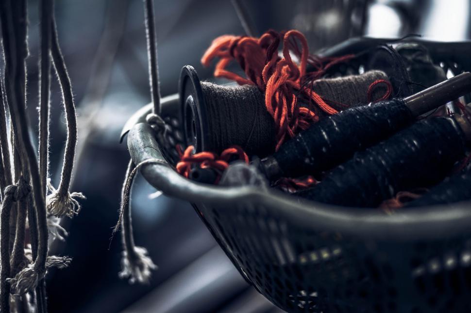 Free Image of Close Up of a Basket Filled With Scissors 