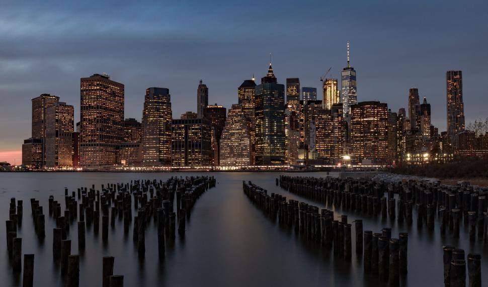 Free Image of City Night View From Water 