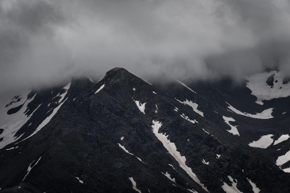 Free Image of Snow Covered Mountain in Black and White 