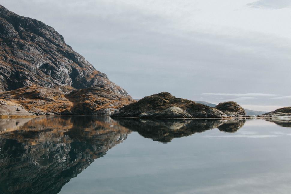 Free Image of Mountain Lake Surrounded by Rocks 