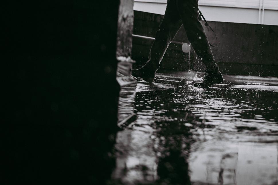 Free Image of Person Walking in Rain With Umbrella 