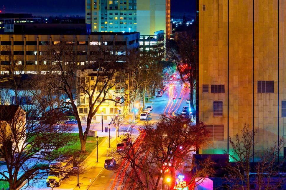 Free Image of Night View of City Street 