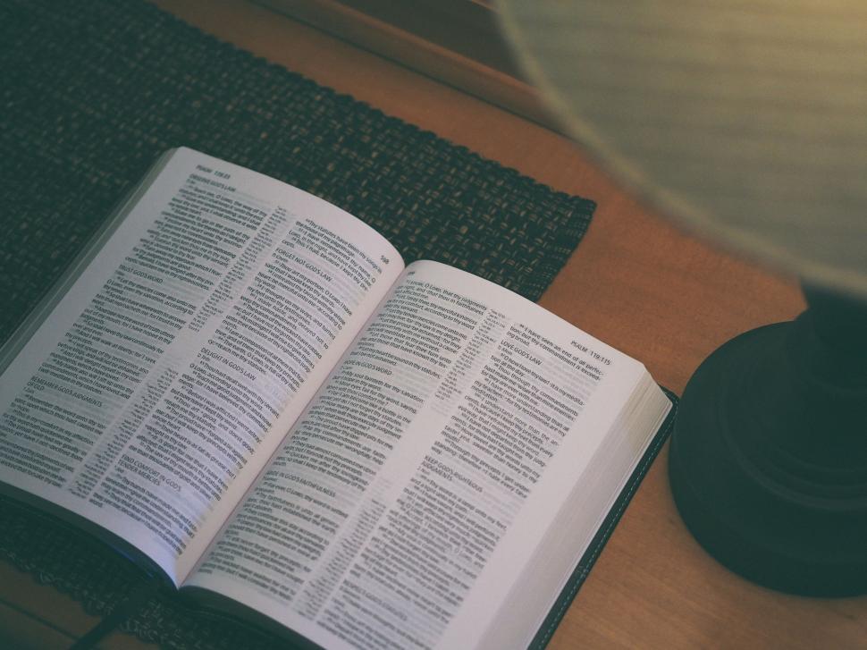 Free Image of Open Book on Table 
