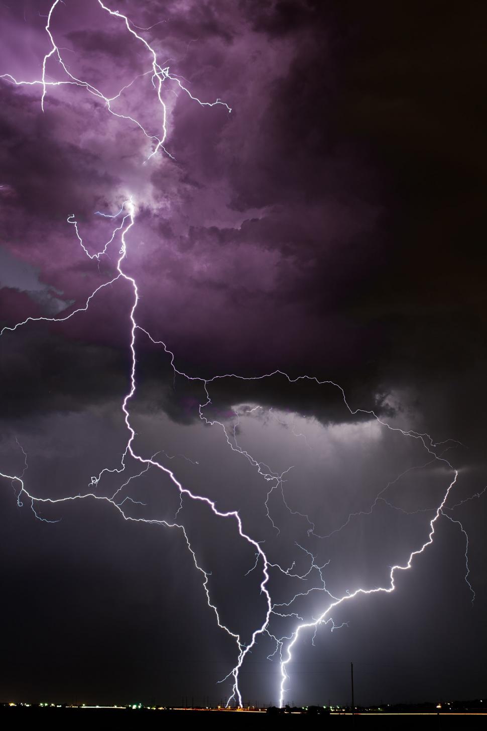 Free Image of Lightning Storm Over City 